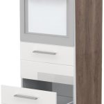 Επιδαπέδιο ντουλάπι φούρνου ψηλό Hudson K14-60-2MB-Φυσικό σκούρο - Λευκό