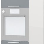 Επιδαπέδιο ντουλάπι φούρνου ψηλό Hudson K23-60-2KR-Λευκό γυαλιστερό - Γκρι
