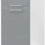 Επιδαπέδιο ντουλάπι ψηλό Hudson K23-60-1KF-Λευκό γυαλιστερό - Γκρι