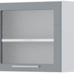 Ντουλάπι κρεμαστό Hudson V5-60-1KS με βιτρίνα-Λευκό - Γκρι