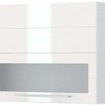Ντουλάπι κρεμαστό Hudson V7-90-1K1SP με βιτρίνα-Λευκό - Λευκό γυαλιστερό