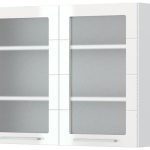 Ντουλάπι κρεμαστό Hudson V7-90-2KS με βιτρίνα-Λευκό - Λευκό γυαλιστερό