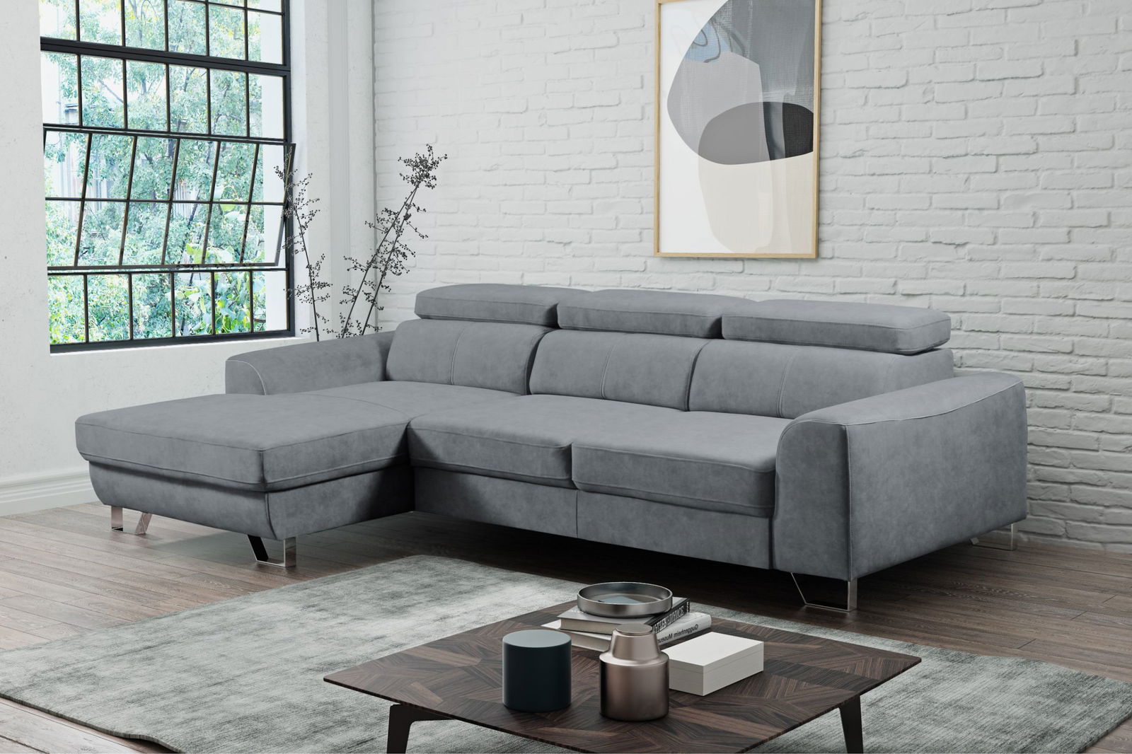 Γωνιακός καναπές Astiria-Gkri-Leuko-Αριστερή - Image 2