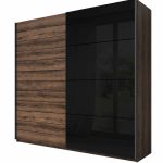 Ντουλάπα Συρόμενη Kappa-200 x 61 x 210 εκ.-Καρυδί - Μαύρο
