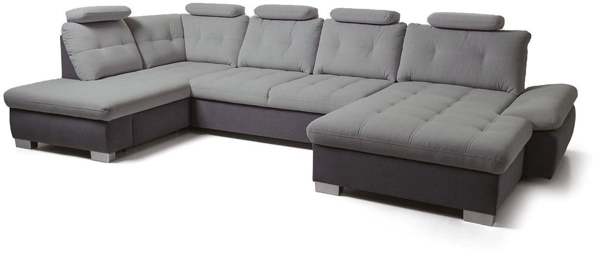 Γωνιακός καναπές Alcare XL-Αριστερή-Gkri anoixto - Gkri skouro - Image 1