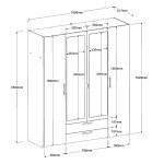Ντουλάπα Dorm τετράφυλλη με καθρέπτη-Leuko - Image 3