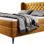 Επενδυμένο κρεβάτι Square με στρώμα και ανώστρωμα-Moustardi-160 x 200