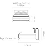 Επενδυμένο κρεβάτι Square με στρώμα και ανώστρωμα-Moustardi-180 x 200 - Image 3