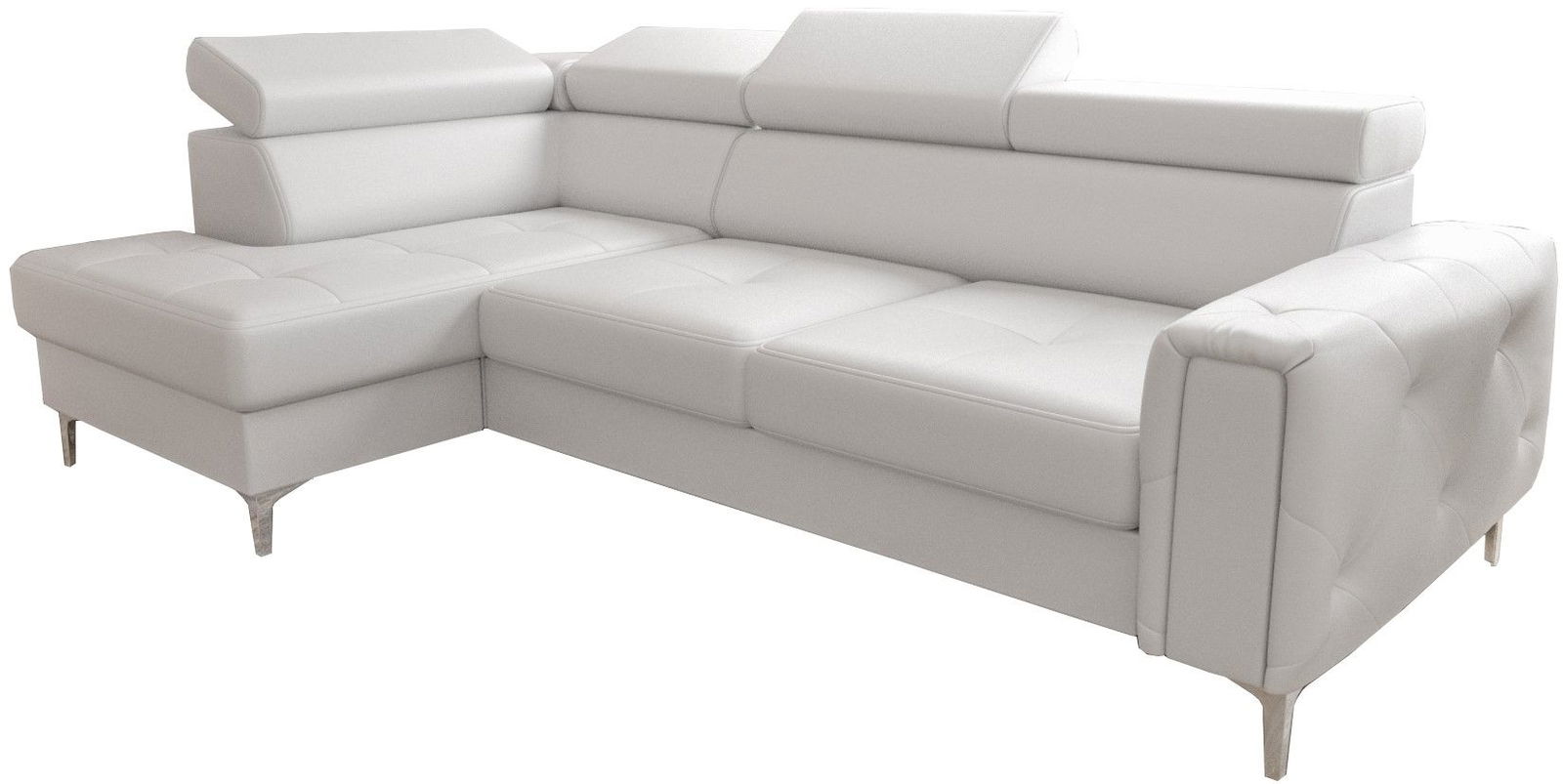 Γωνιακός καναπές Almeria Eco LTHR-Leuko-Αριστερή - Image 1