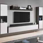 Σύνθετο σαλονιού Paris Xl-Λευκό Γυαλιστερό - Ανθρακί