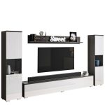 Σύνθετο σαλονιού Paris Xl-Λευκό Γυαλιστερό - Ανθρακί - Image 5