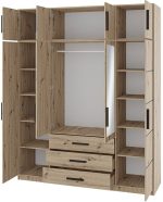 Ντουλάπα Kos 4D Τετράφυλλη με πατάρι - Image 4