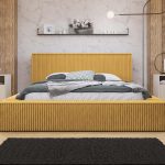 Επενδυμένο κρεβάτι Plexi-Moustardi-140 x 200
