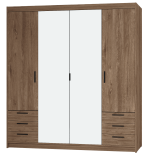 Ντουλάπα Ester 4D6S τετράφυλλη-Lefkas Oak