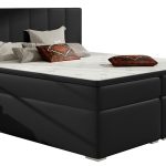 Επενδυμένο κρεβάτι Belo με στρώμα και ανώστρωμα-Μαύρο δέρμα-160 x 200