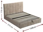 Επενδυμένο κρεβάτι Denzel-Xaki-160x200-Lift-Storage - Image 2