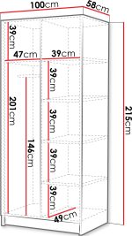 Ντουλάπα Bono II Δίφυλλη-Leuko-Xriso - Image 3