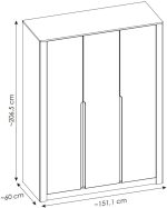 Ντουλάπα Brillo τρίφυλλη - Image 3