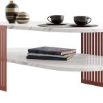 Τραπεζάκι σαλονιού Fikoli Ember II-Leuko Marmaro