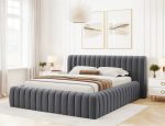 Επενδυμένο κρεβάτι Carlito-Gkri Skouro-140 x 200 - Image 2