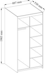 Ντουλάπα Ester 2D1L δίφυλλη-Kafe - Image 3