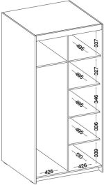 Ντουλάπα Ester 2D1L δίφυλλη-Kafe - Image 4