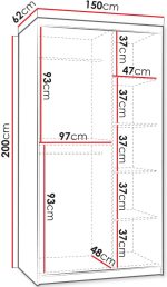 Ντουλάπα Wika 150 συρόμενη-Cashmere - Image 3