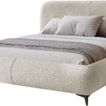 Επενδυμένο κρεβάτι Moe-Beige-140 x 200