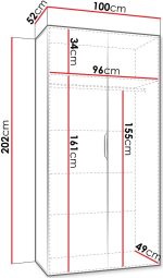Ντουλάπα Malaga plus δίφυλλη-Cashmere - Image 3