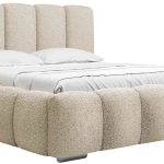 Επενδυμένο κρεβάτι Wizko-Beige-140 x 200