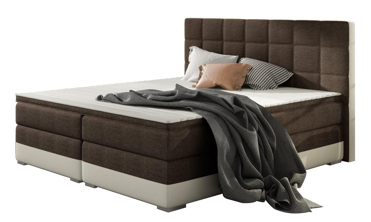 image_91324_dam_05_2 Επενδυμένο κρεβάτι Damascus με στρώμα και ανώστρωμα-Καφέ - Λευκό-180 x 200 - Image 1