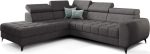 Γωνιακός καναπές Calyra-Ανθρακί-Αριστερή