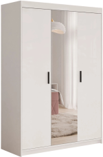 Ντουλάπα τρίφυλλη Elena 3D-Λευκό-Με καθρέπτη