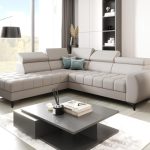 Γωνιακός καναπές Calyra Lthr-Εκρού-Αριστερή