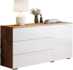 Μπουφές Paris 110-Φυσικό - Λευκό Γυαλιστερό