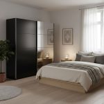 Ντουλάπα συρόμενη Delta II-180 x 61 x 210 εκ.-Μαύρο - Image 3