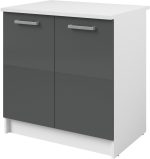 Επιδαπέδιο ντουλάπι Jeden 80 2D-Γκρι Γυαλιστερό - Λευκό - Image 4