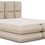 Επενδυμένο κρεβάτι Tario-Μπεζ-140 x 200