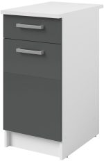 Επιδαπέδιο ντουλάπι Jeden 40 2D-Γκρι Γυαλιστερό - Λευκό - Image 3