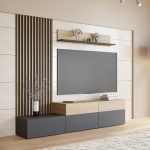 Σύνθετο Σαλονιού Narezi I-Ανθρακί - Φυσικό