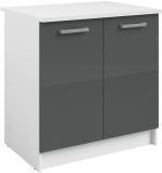 Επιδαπέδιο ντουλάπι Jeden 80 2D-Γκρι Γυαλιστερό - Λευκό