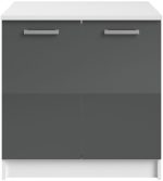 Επιδαπέδιο ντουλάπι Jeden 80 2D-Γκρι Γυαλιστερό - Λευκό - Image 2