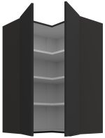 Κρεμαστό ντουλάπι γωνιακό Arianna 60x60 GN 90 2F-Μαύρο - Image 2