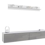 Σύνθετο σαλονιού Vera II-Λευκό-Γκρι Γυαλιστερό