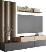 Σύνθετο Σαλονιού Narezi I-Ανθρακί - Φυσικό - Image 2