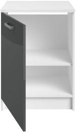 Επιδαπέδιο ντουλάπι Jeden 60 1D-Γκρι Γυαλιστερό - Λευκό - Image 2