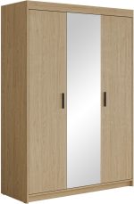 Ντουλάπα τρίφυλλη Elena 3D-Φυσικό-Με καθρέπτη