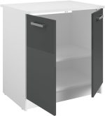 Επιδαπέδιο ντουλάπι Jeden 80 2D-Γκρι Γυαλιστερό - Λευκό - Image 5