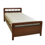 Μονό Ξύλινο Κρεβάτι από Οξιά με Μεταλλικό Κεφαλάρι