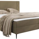 Επενδυμένο Κρεβάτι Portes-Καφέ Ανοιχτό-140 x 200